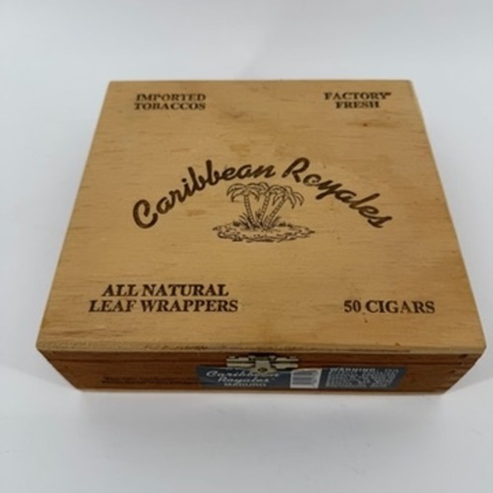 Caribbean Royales Maduro Wooden Cigar‎ Box Empty Hinged Storage Made in Honduras